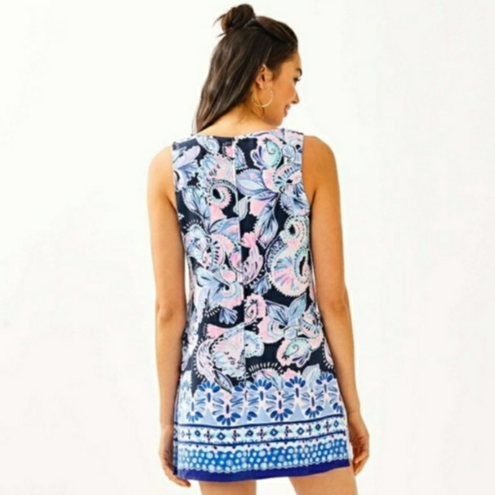 Lilly Pulitzer Donna Shift Romper Blue Pink Sz 00 - Picture 5 of 9